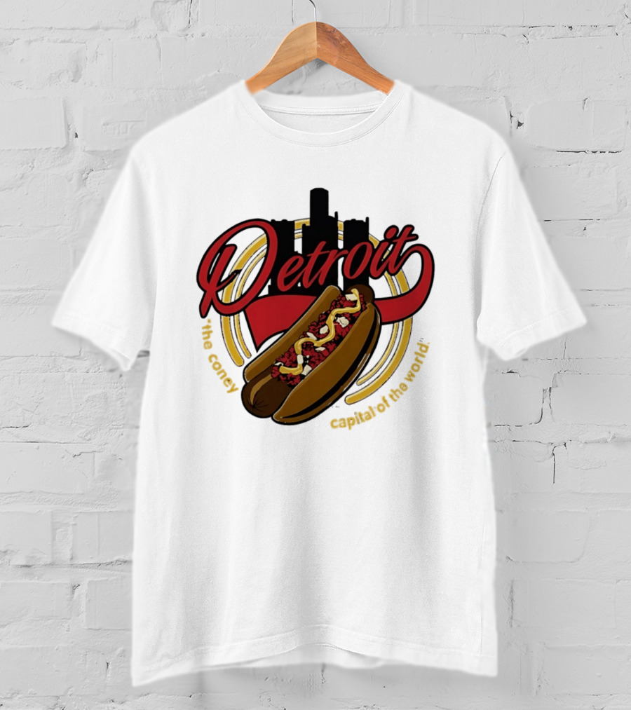 Detroit The Coney Capital Of The World Hot Dog Skyline T-Shirt