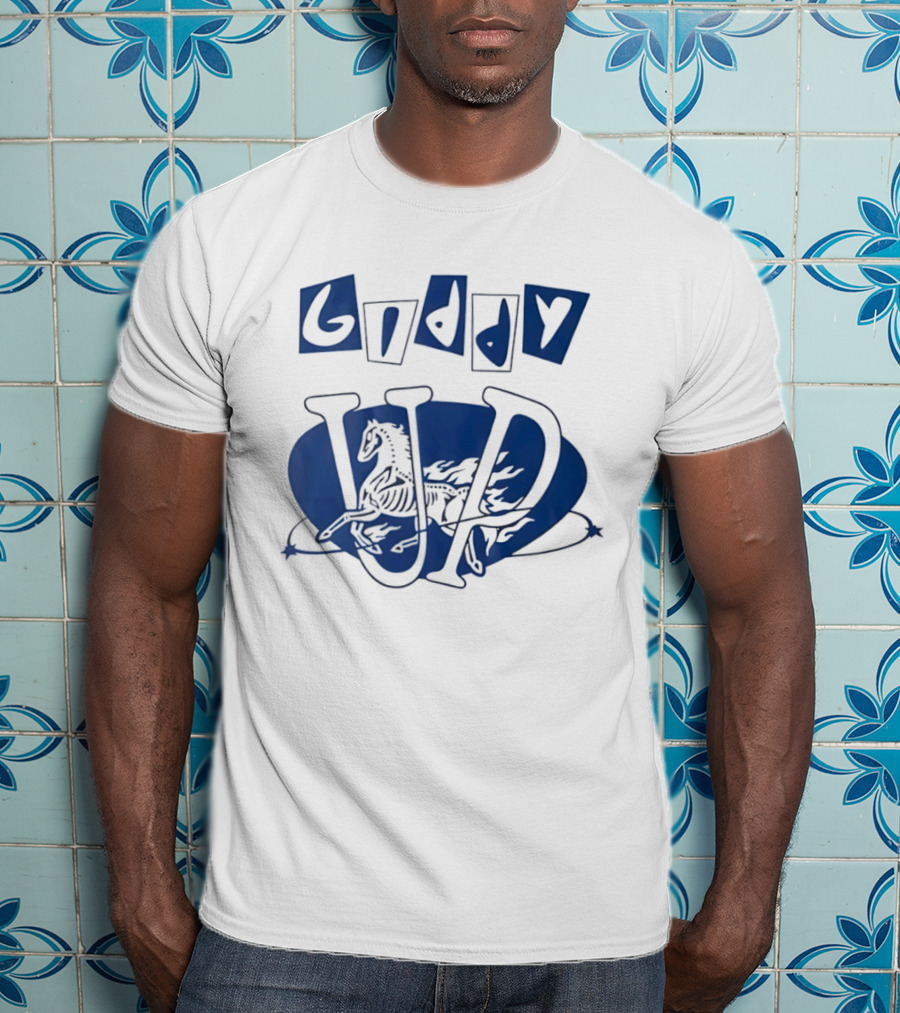 Giddy Up Horse Skeleton Vivid Lettering T-Shirt