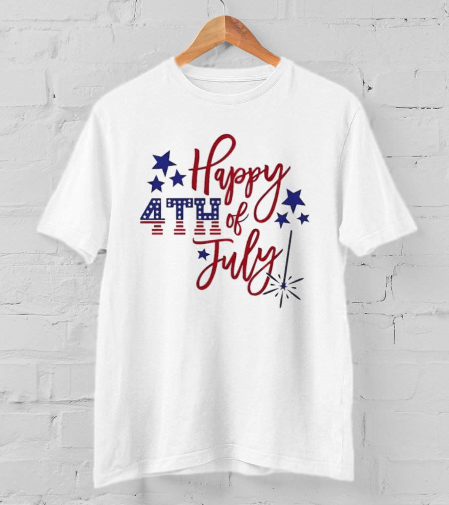 Happy 4th Of July Patriotic Stars Firework Celebration T-Shirt