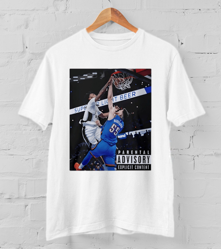 Parental Advisory Explicit Content Dunk Contest New York Knicks Mitchell Robinson Basketball Photo T-Shirt