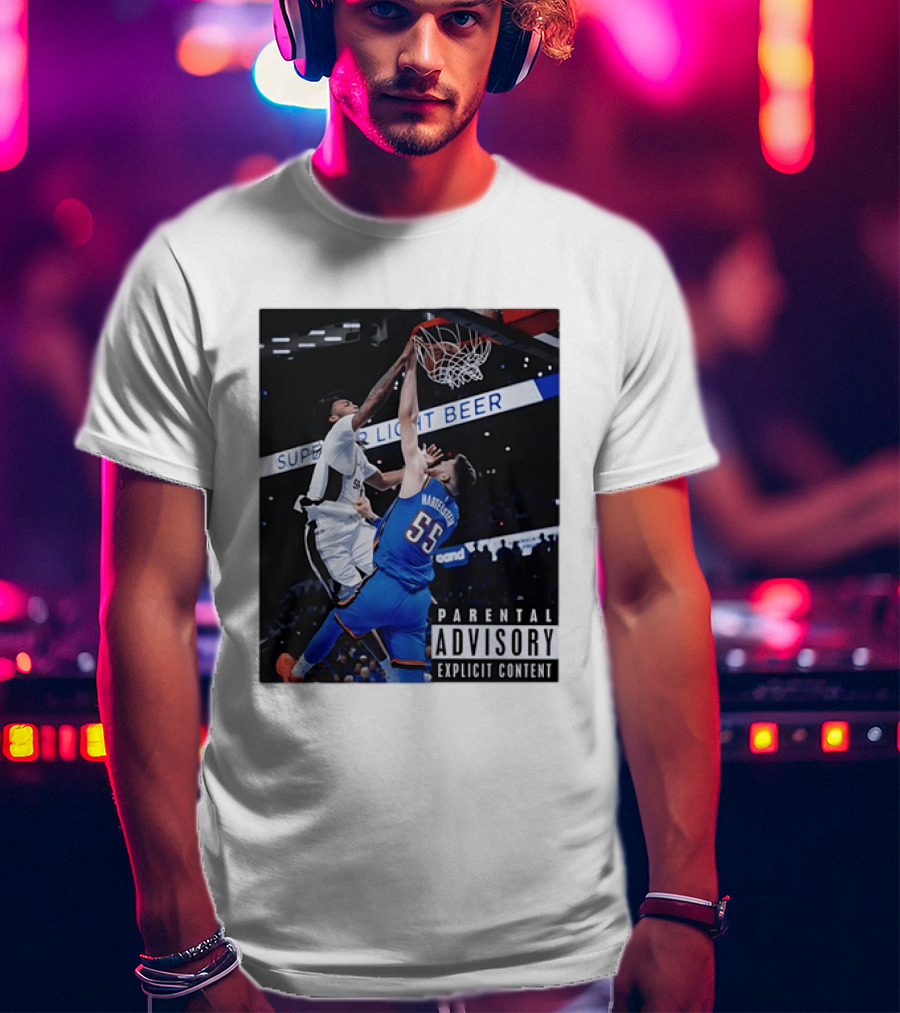 Parental Advisory Explicit Content Dunk Contest New York Knicks Mitchell Robinson Basketball Photo T-Shirt