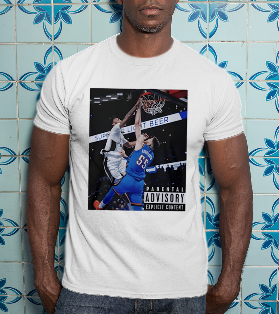 Parental Advisory Explicit Content Dunk Contest New York Knicks Mitchell Robinson Basketball Photo T-Shirt