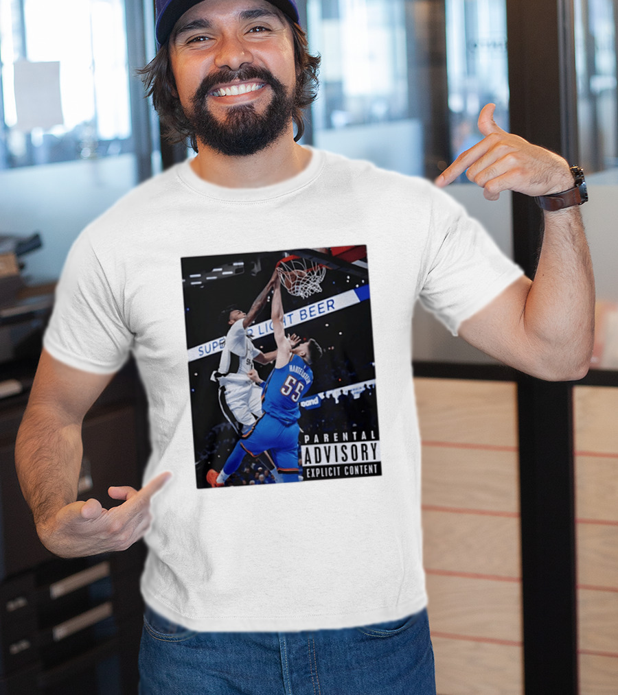 Parental Advisory Explicit Content Dunk Contest New York Knicks Mitchell Robinson Basketball Photo T-Shirt