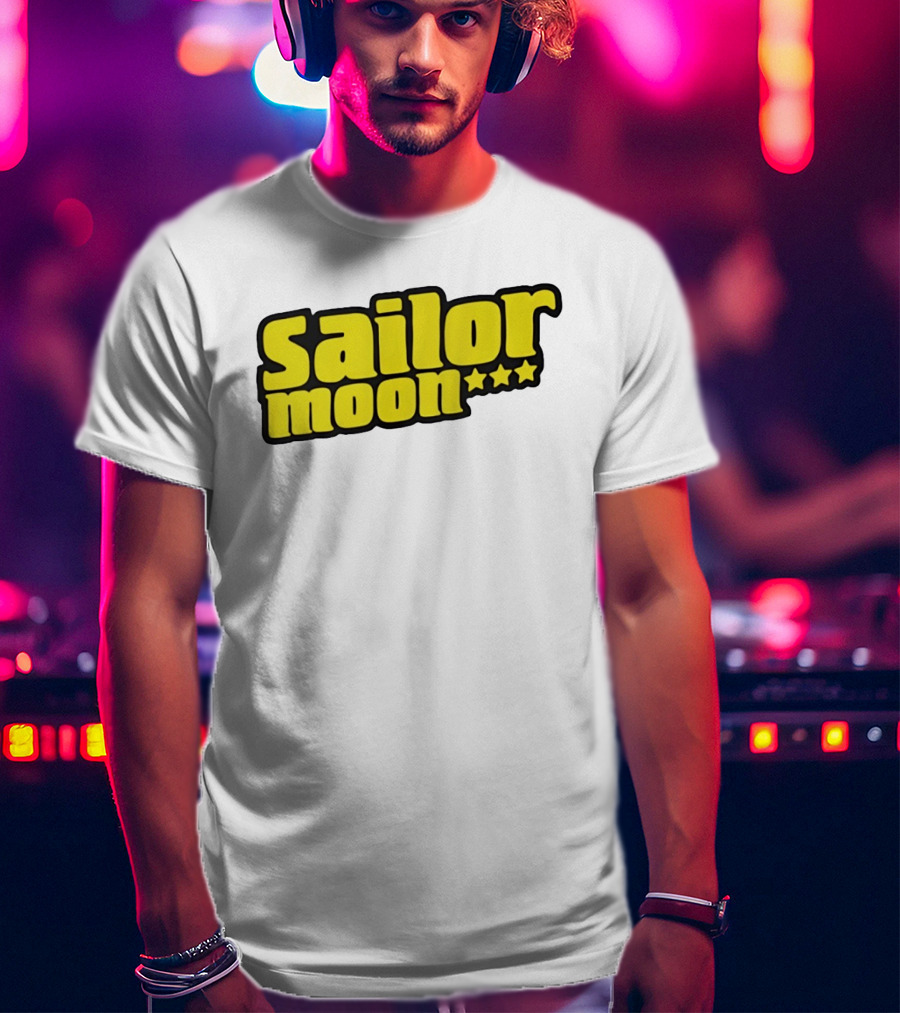 Sailor Moon Yellow Text With Stars T-Shirt