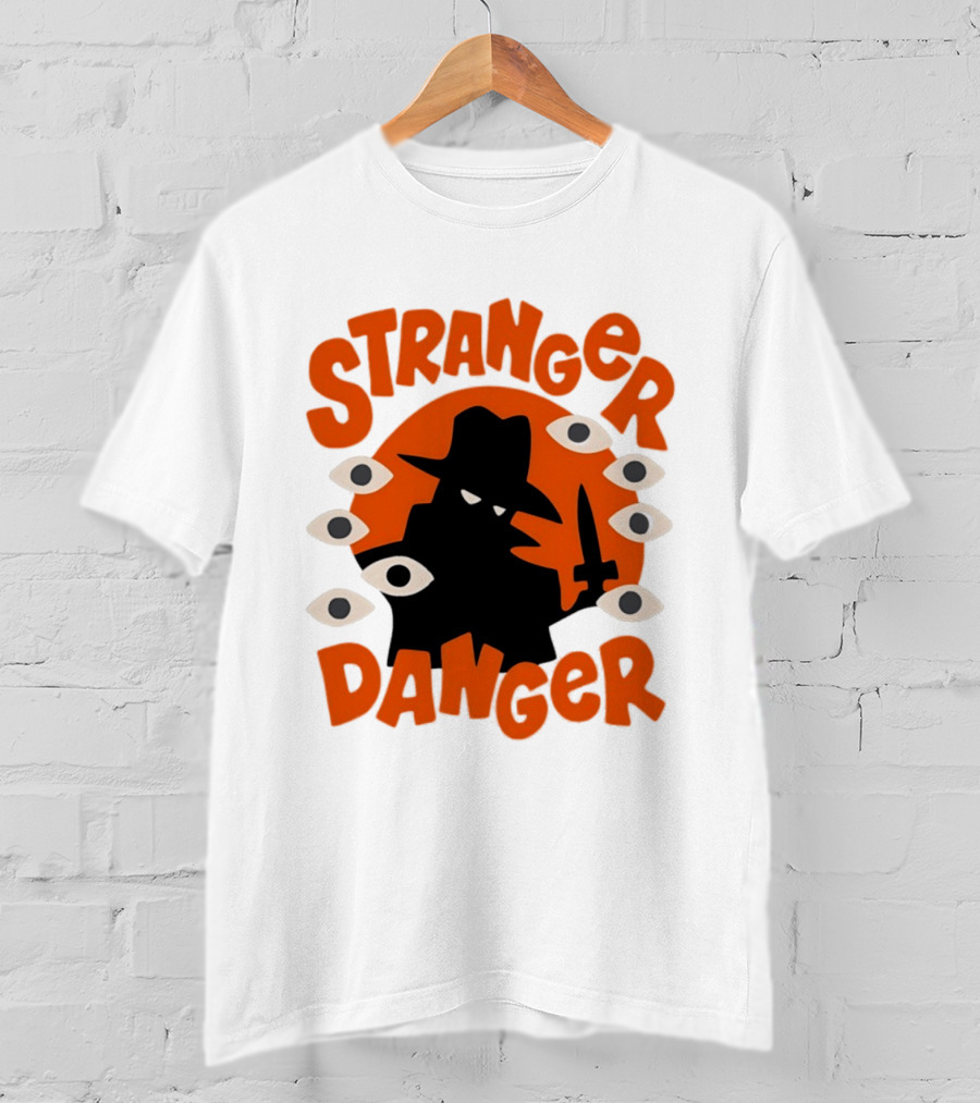 Stranger Danger Mysterious Figure Holding Knife Surrounded By Ing Eyes T-Shirt