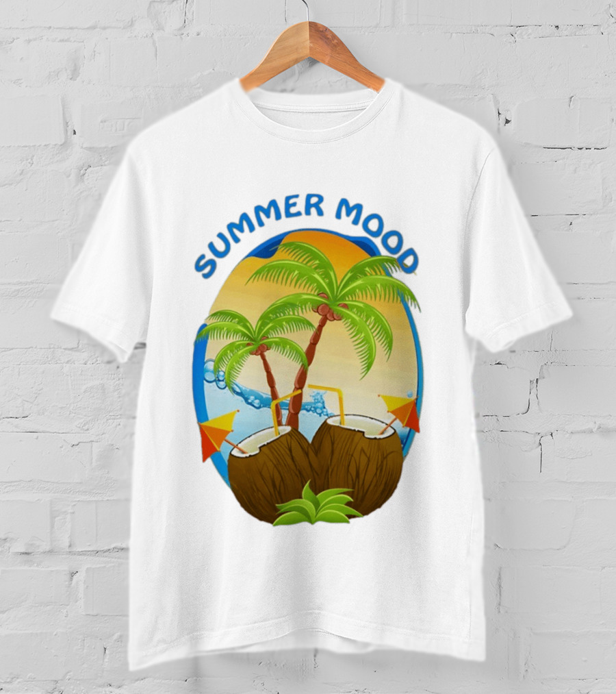 Summer Mood Tropical Palm And Coconut Drink Fiesta T-Shirt
