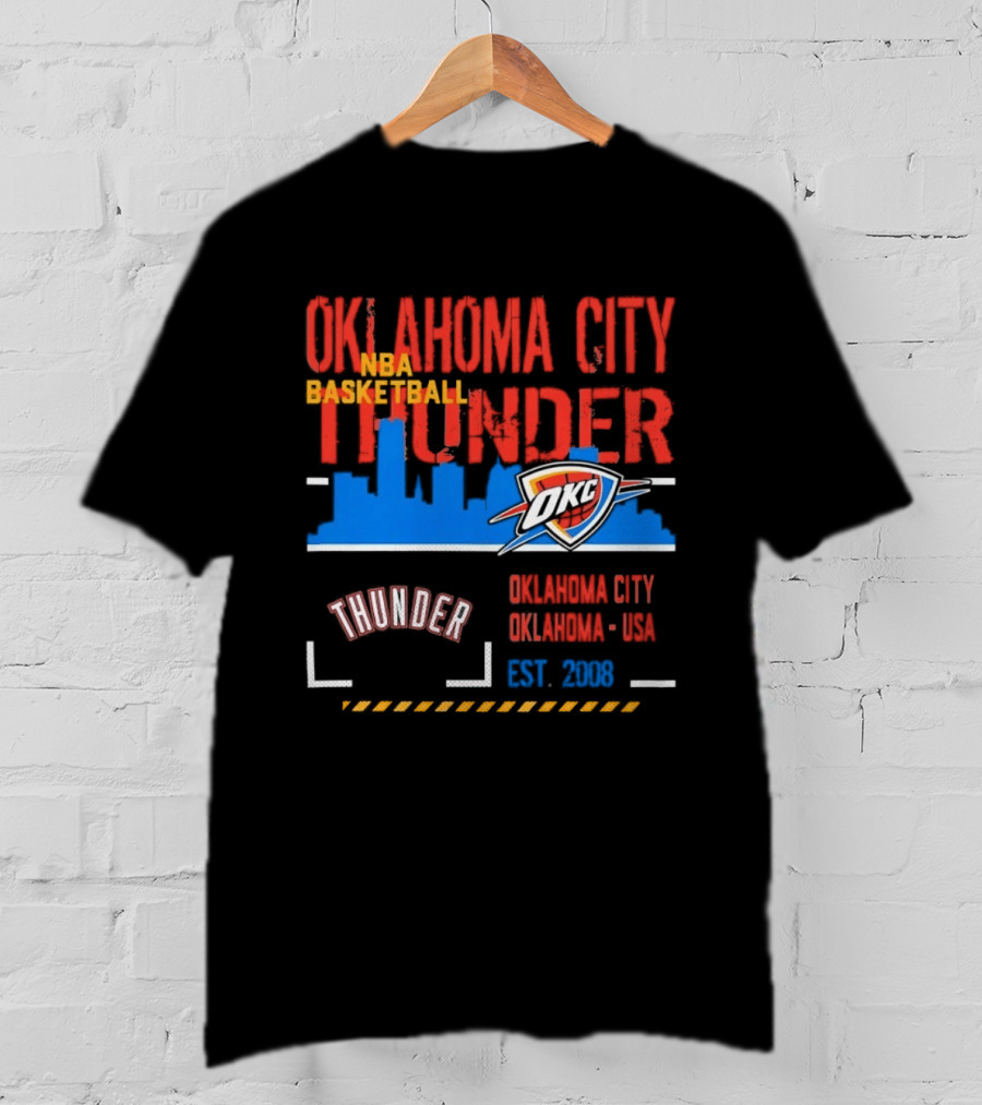 Oklahoma City Thunder NBA Basketball Skyline OKC Est 2008 T-Shirt