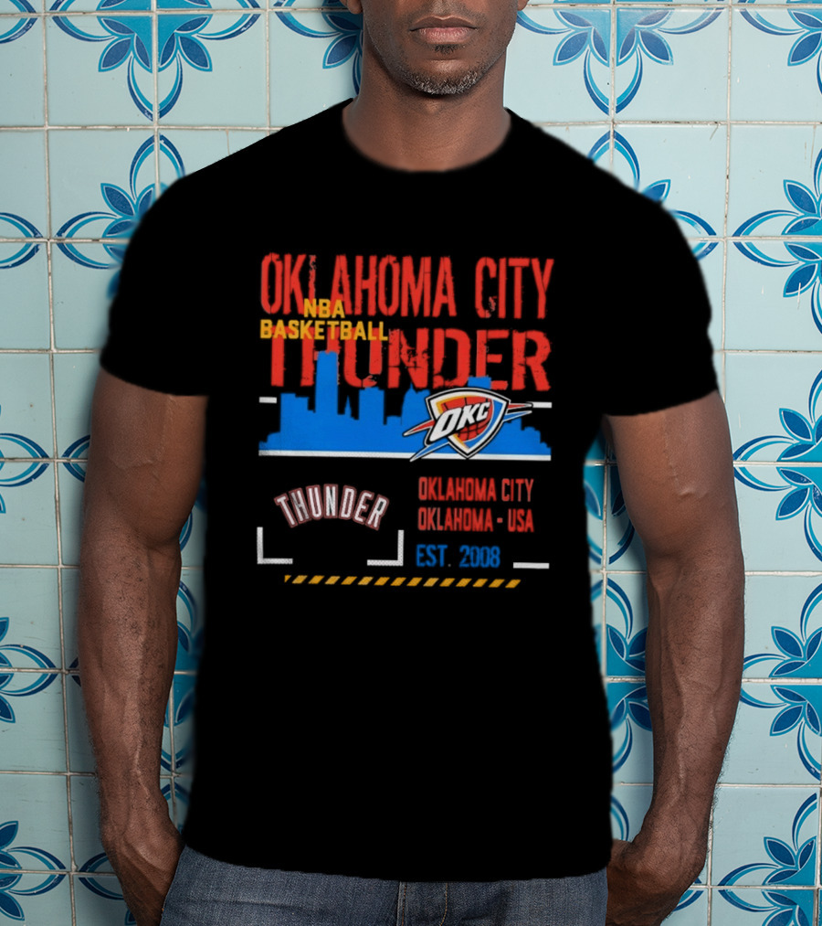Oklahoma City Thunder NBA Basketball Skyline OKC Est 2008 T-Shirt