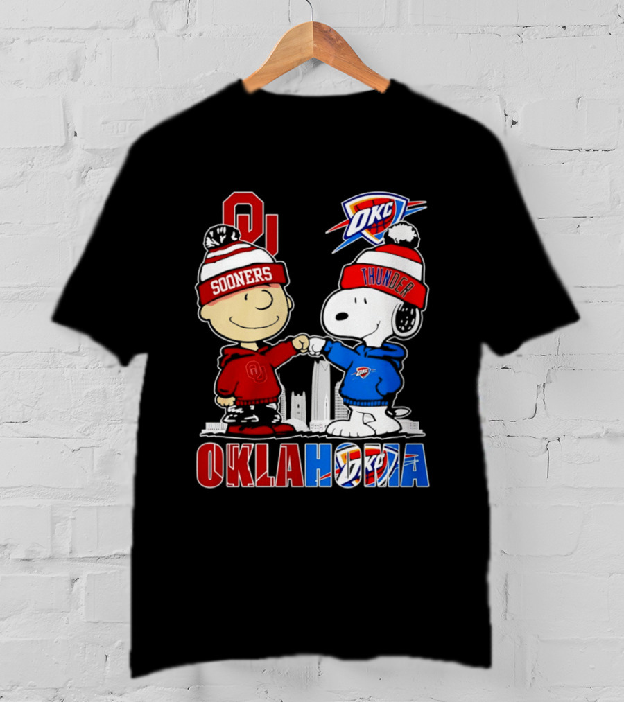Oklahoma Sooners OU Snoopy OKC Thunder Unity Skyline T-Shirt