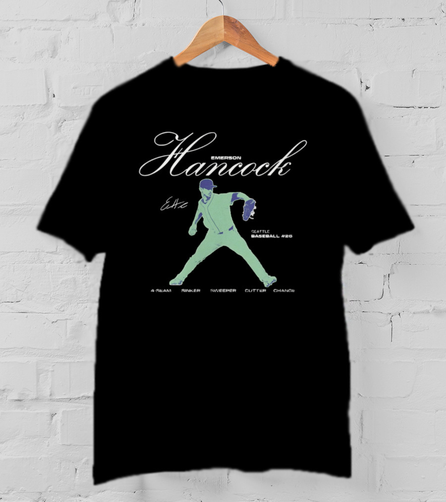 Emerson Hancock Seattle Baseball 4 Seam Sinker Slider Cutter Changeup T-Shirt