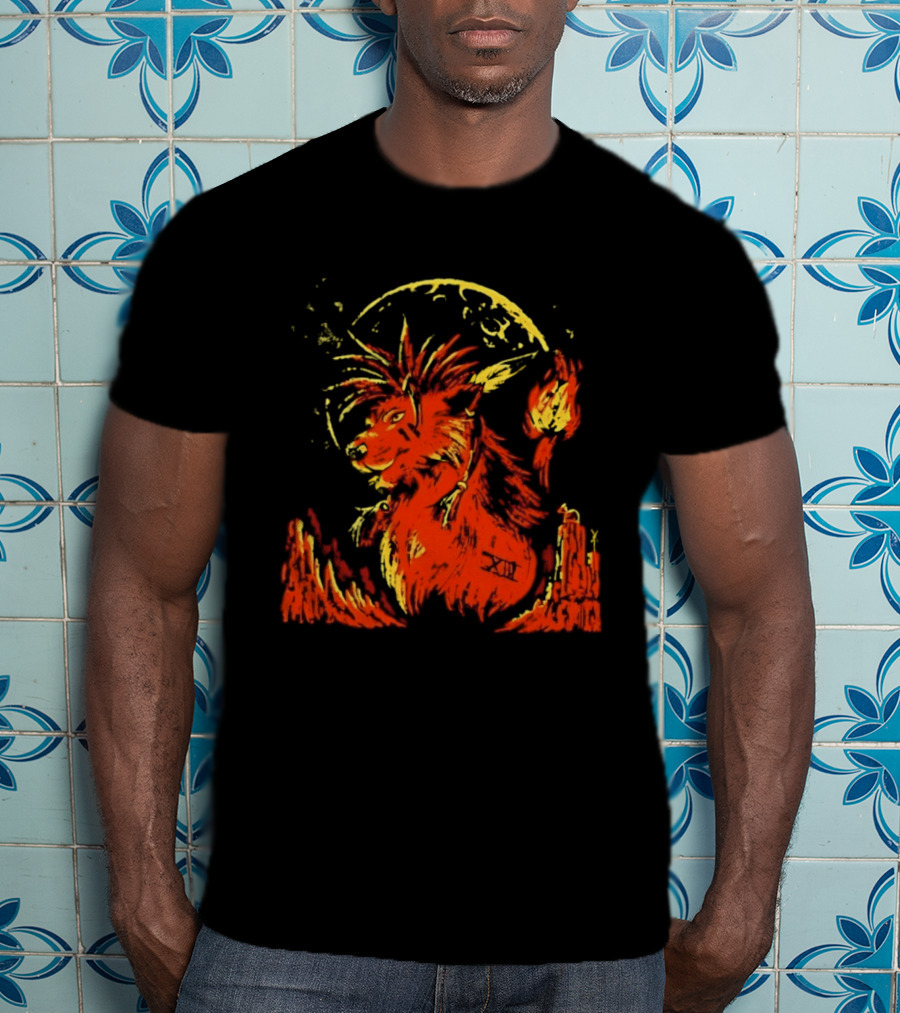 Red XIII Final Fantasy Guardian Of The Canyon Moonlit Fire Aura T-Shirt