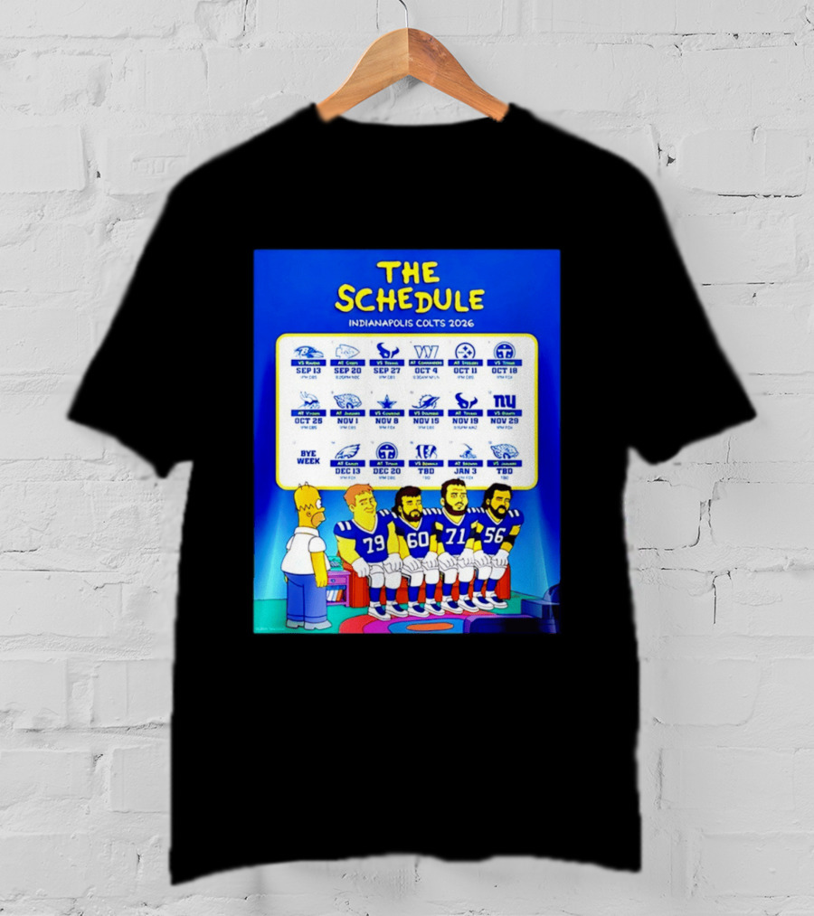 The Schedule Indianapolis Colts 2026 Simpsons Characters NFL Teams Matchups T-Shirt