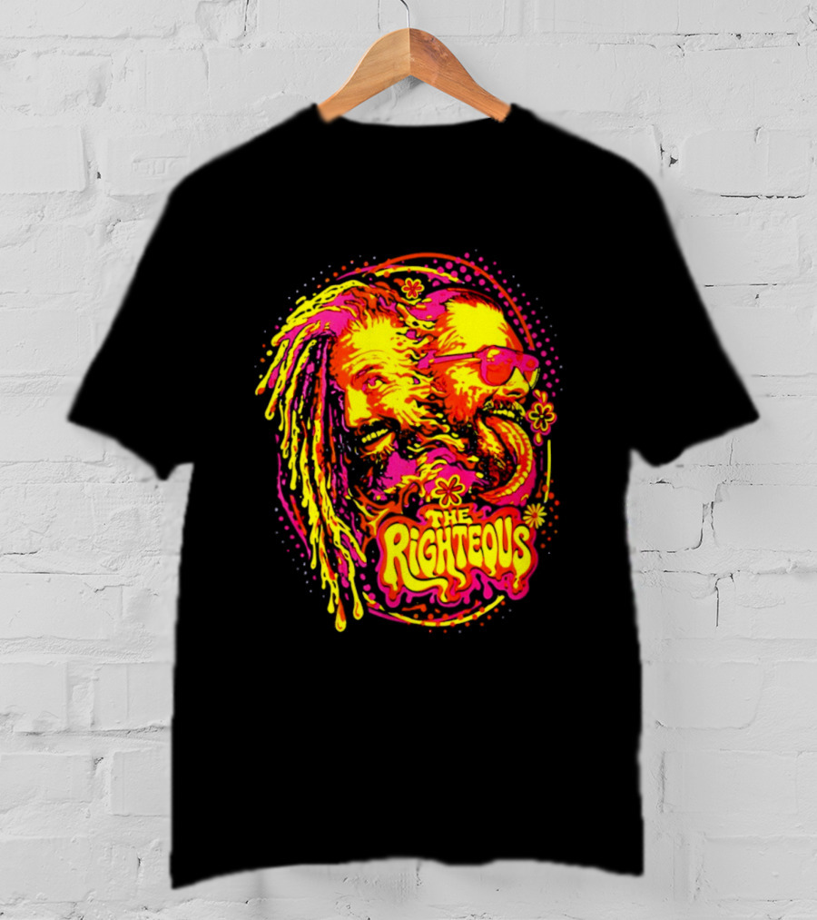 TNA Wrestling The Righteous Psychedelic Tie Dye Art With Sunglasses And Flowers T-Shirt