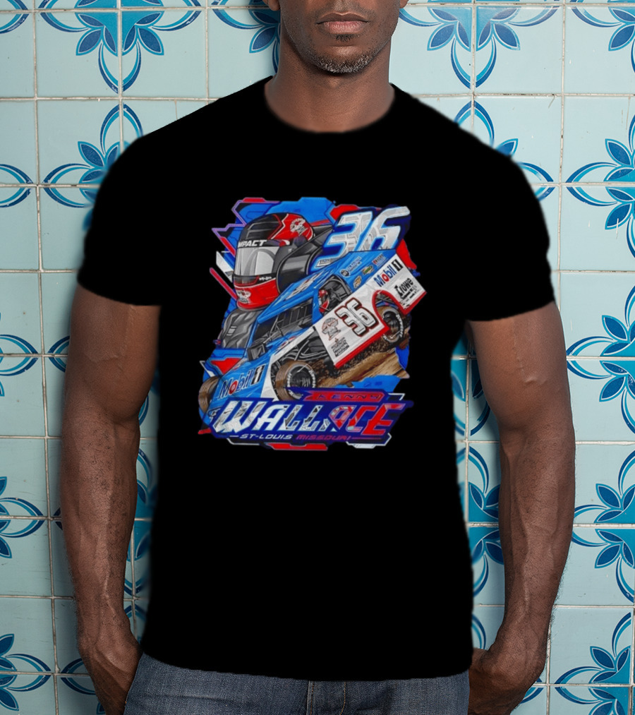 Kenny Wallace 36 Mobil 1 Racing St Louis Missouri Dirt Track T-Shirt