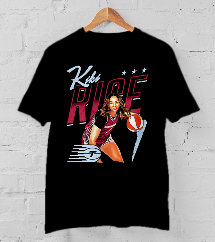 Kiki Rice Toronto Tempo Player Three Stars Basketball Pose T-Shirt
