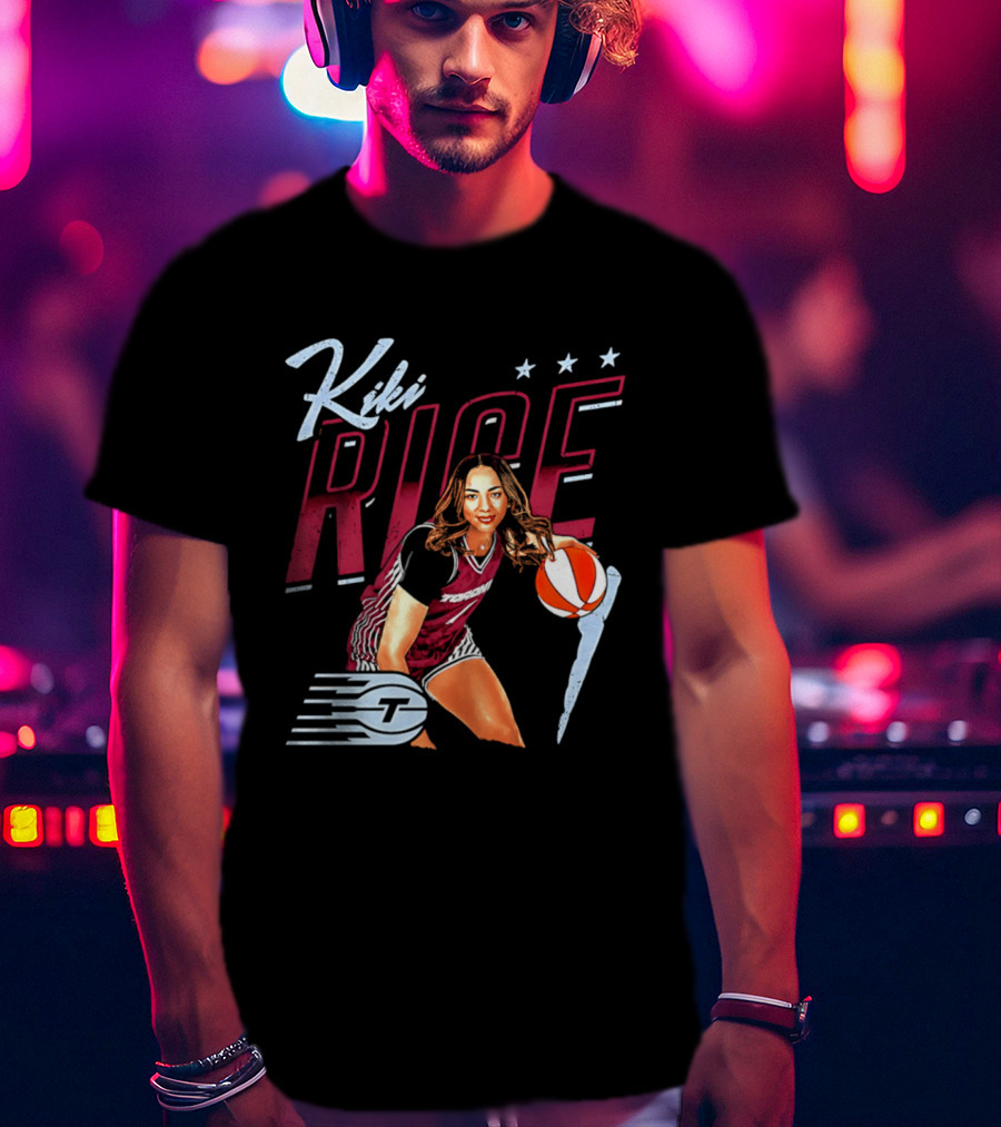 Kiki Rice Toronto Tempo Player Three Stars Basketball Pose T-Shirt