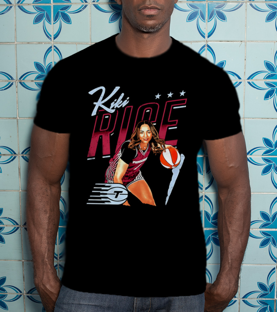 Kiki Rice Toronto Tempo Player Three Stars Basketball Pose T-Shirt