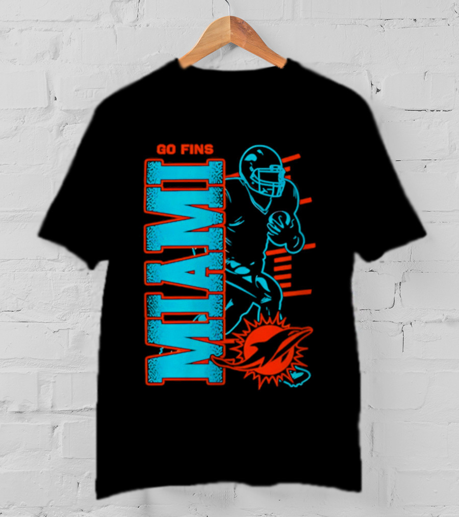 Miami Dolphins Go Fins Football Player T-Shirt