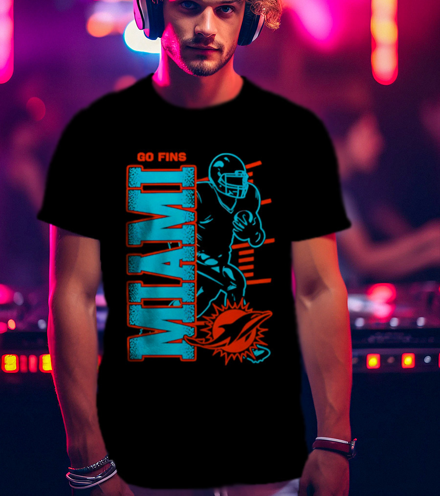 Miami Dolphins Go Fins Football Player T-Shirt