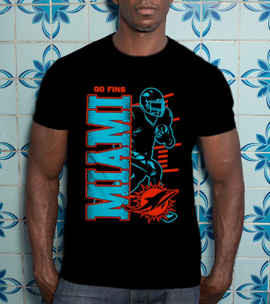 Miami Dolphins Go Fins Football Player T-Shirt