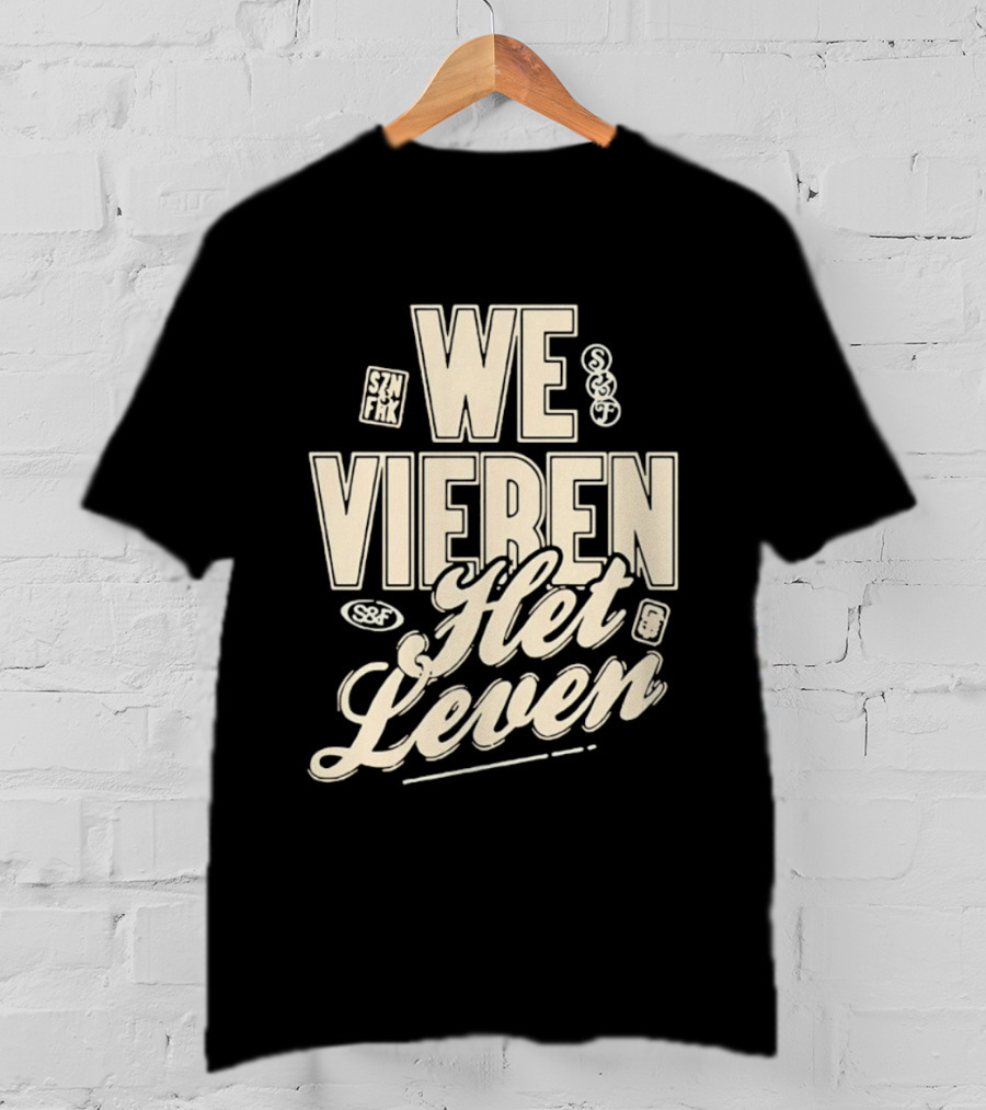 We Vieren Het Leven Tekst Stijl Met Bubbels En Sterren T-Shirt