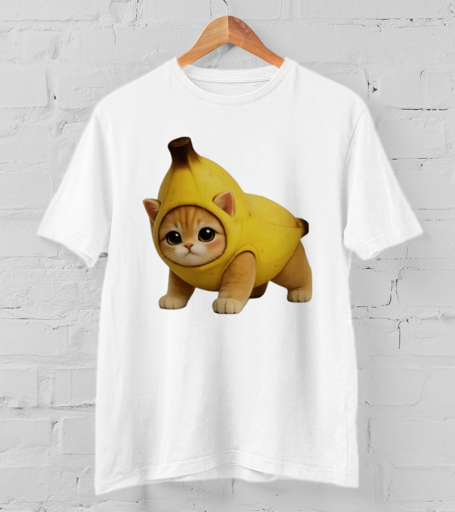 Banana Kitty Cute Cat In Fruit Costume T-Shirt