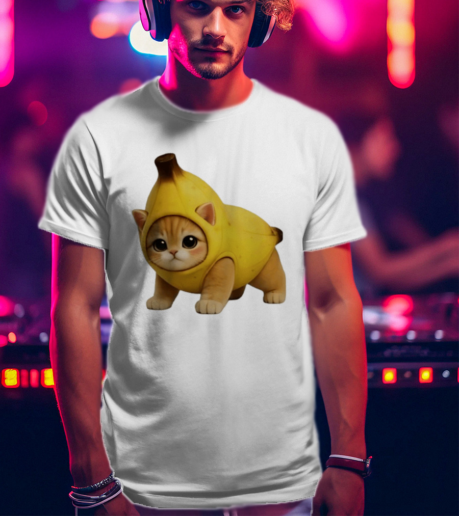 Banana Kitty Cute Cat In Fruit Costume T-Shirt