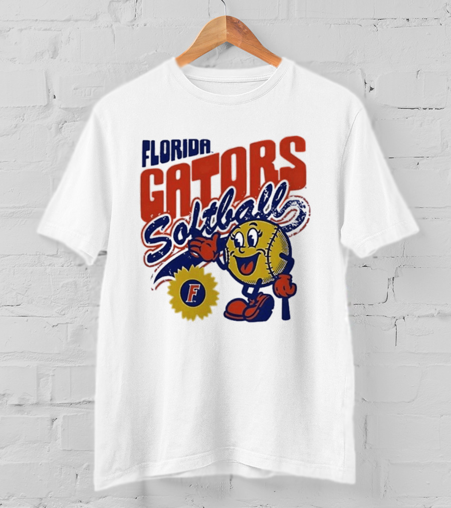 Florida Gators Softball Sunflower Vintage Cartoon Baseball T-Shirt