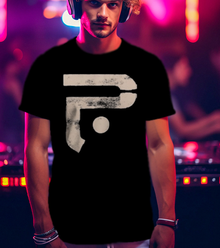 A Pale White Dot Abstract Symbol With Textured Circular Motif T-Shirt
