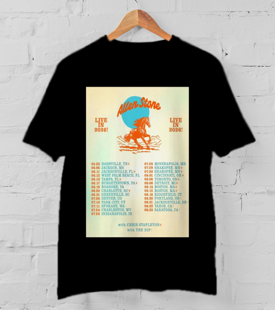 Allen Stone Live In 2026 Tour Dates With Chris Stapleton And The Dip T-Shirt