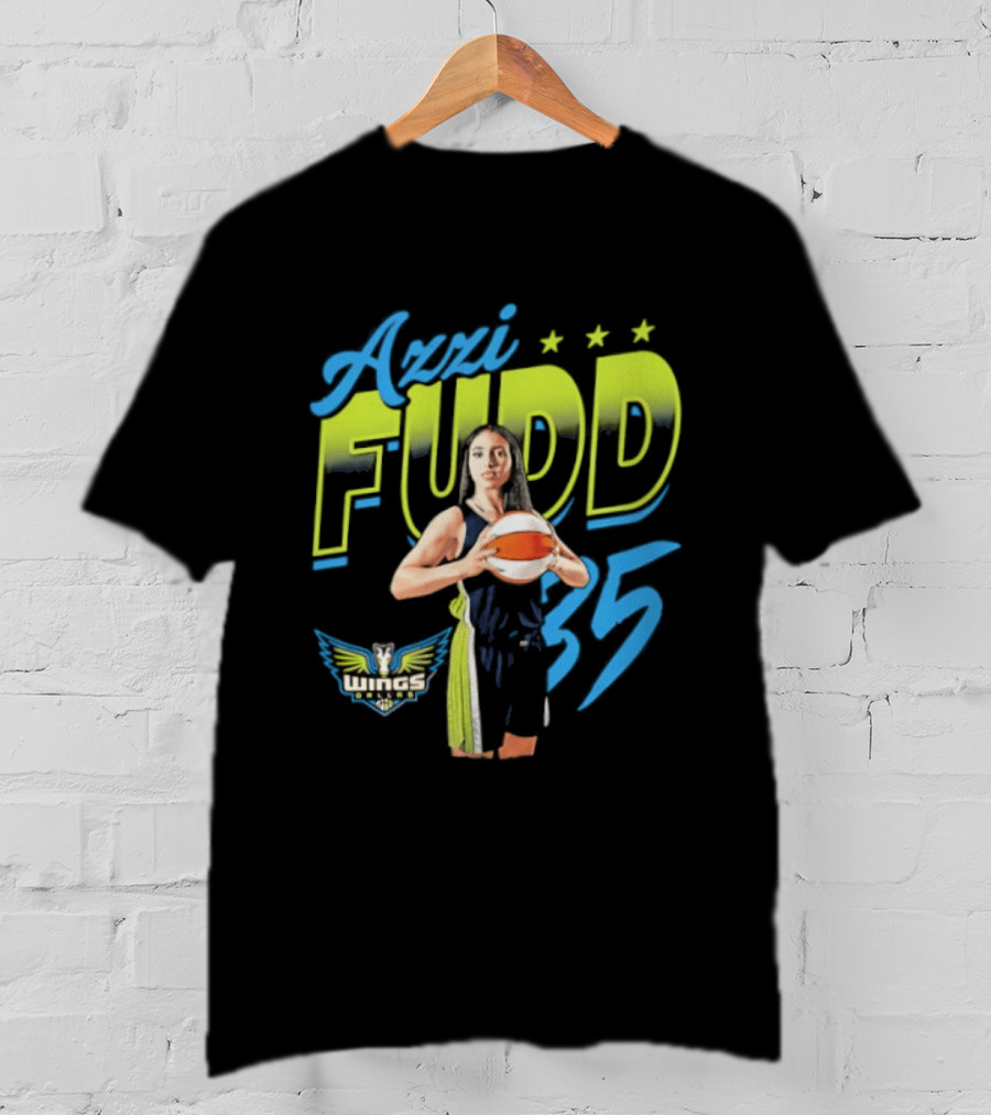 Azzi Fudd 35 Dallas Wings WNBA Player Pose With Stars And Wings T-Shirt