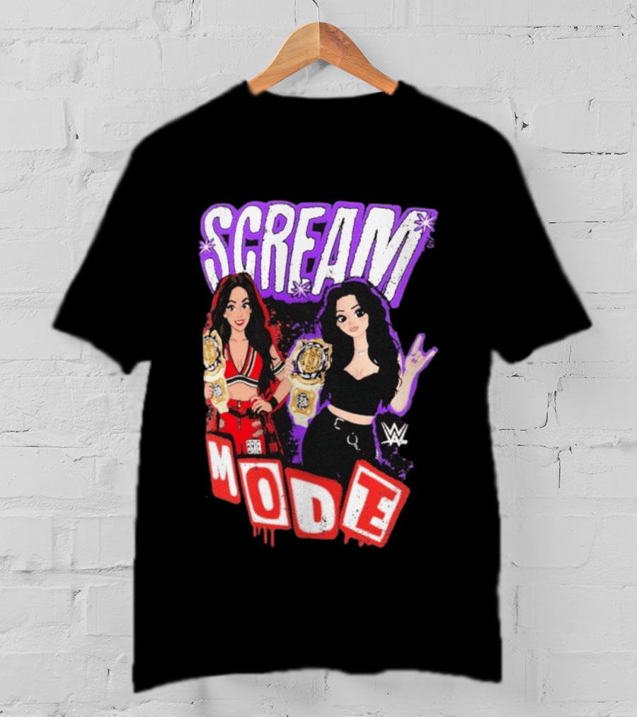 Scream Mode Paige Vs Brie Bella Cartoon WWE Champions T-Shirt