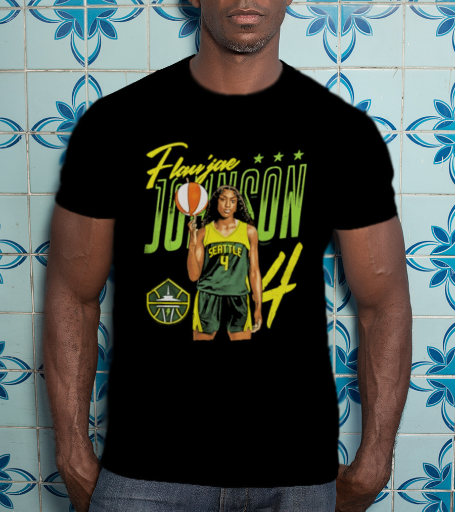 Flau'jae Johnson 4 Seattle Storm Basketball Star Pose T-Shirt