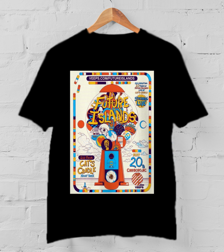 Future Islands Live At Cat's Cradle Carrboro NC May 20 Celebrating 20 Years Streaming Veeps T-Shirt