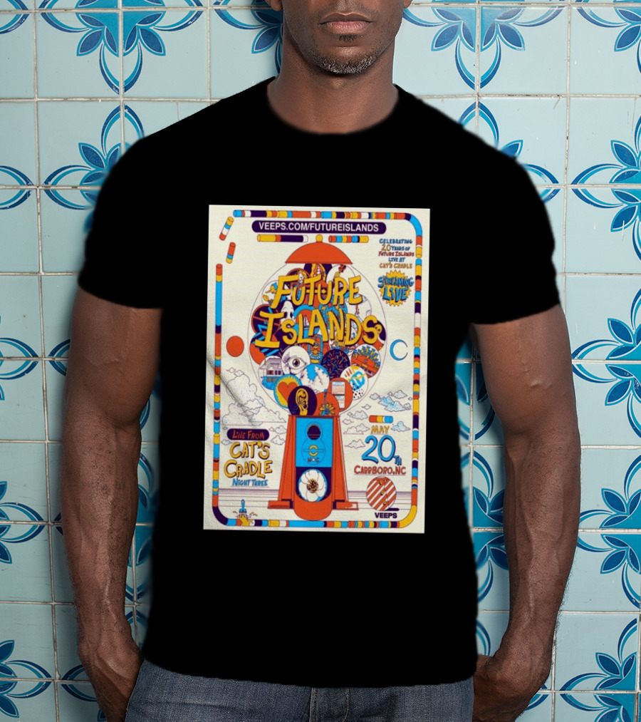 Future Islands Live At Cat's Cradle Carrboro NC May 20 Celebrating 20 Years Streaming Veeps T-Shirt