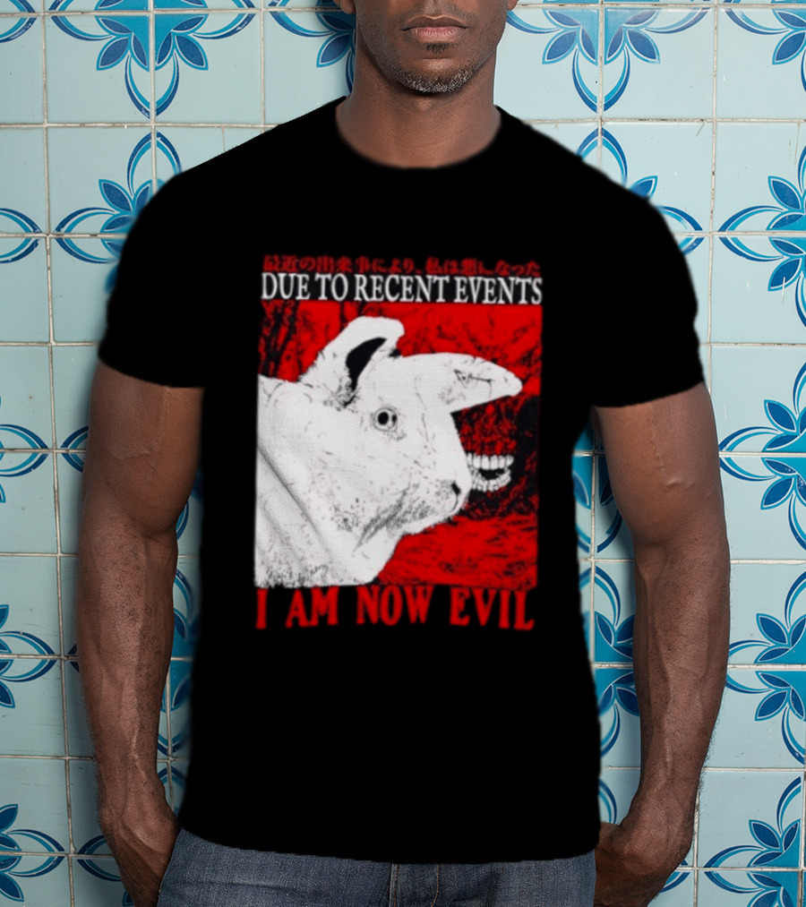 Rabbit Due To Recent Events I Am Now Evil Creepy Red T-Shirt