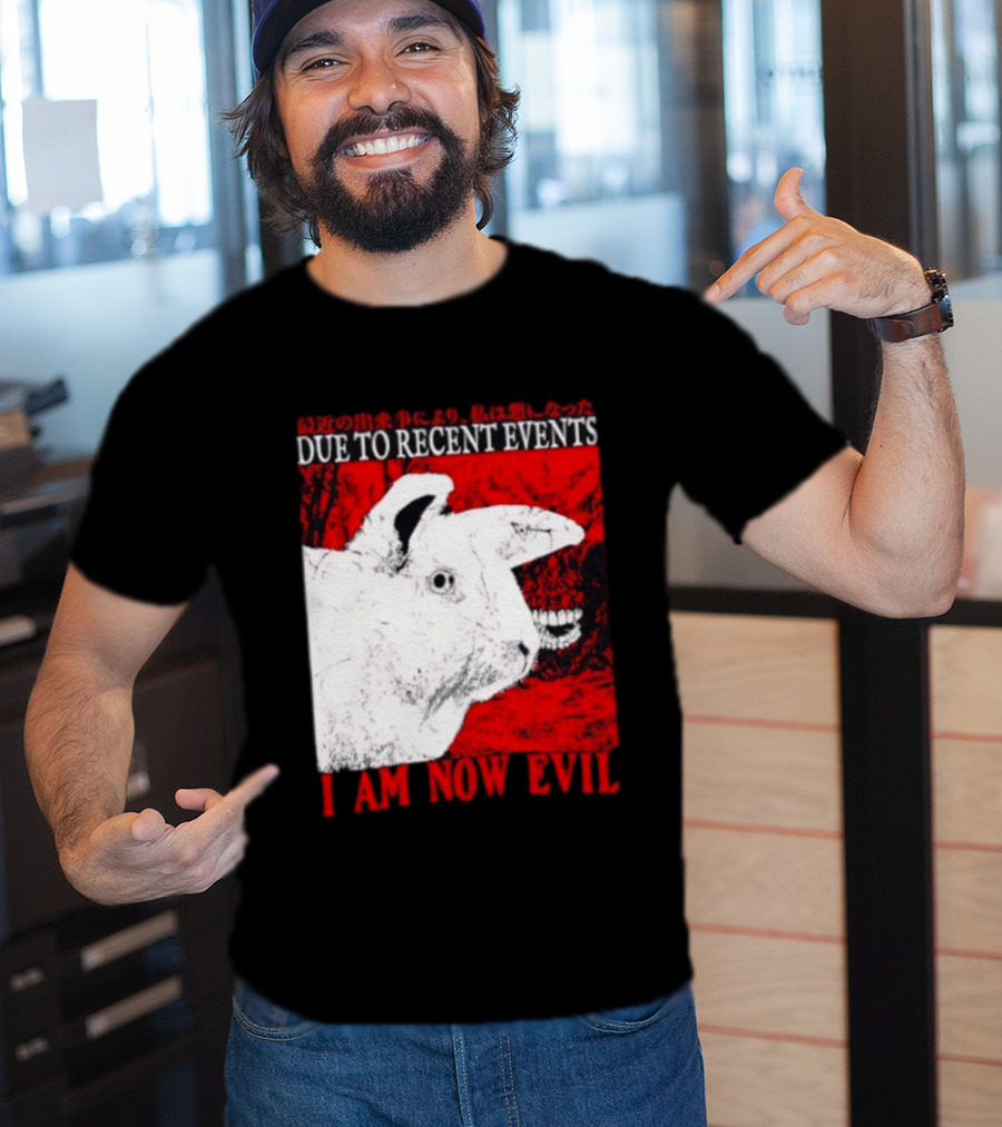 Rabbit Due To Recent Events I Am Now Evil Creepy Red T-Shirt