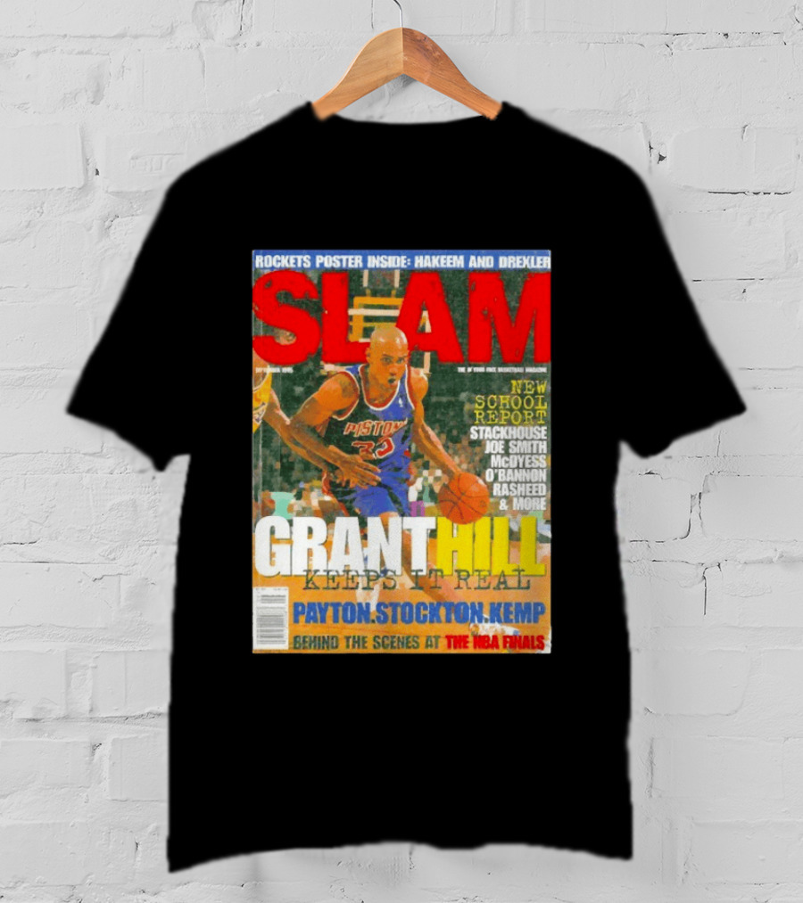 SLAM Granthill Keeps It Real Payton Stockton Kemp Pistons Basketball NBA Finals Hakeem Drexler T-Shirt