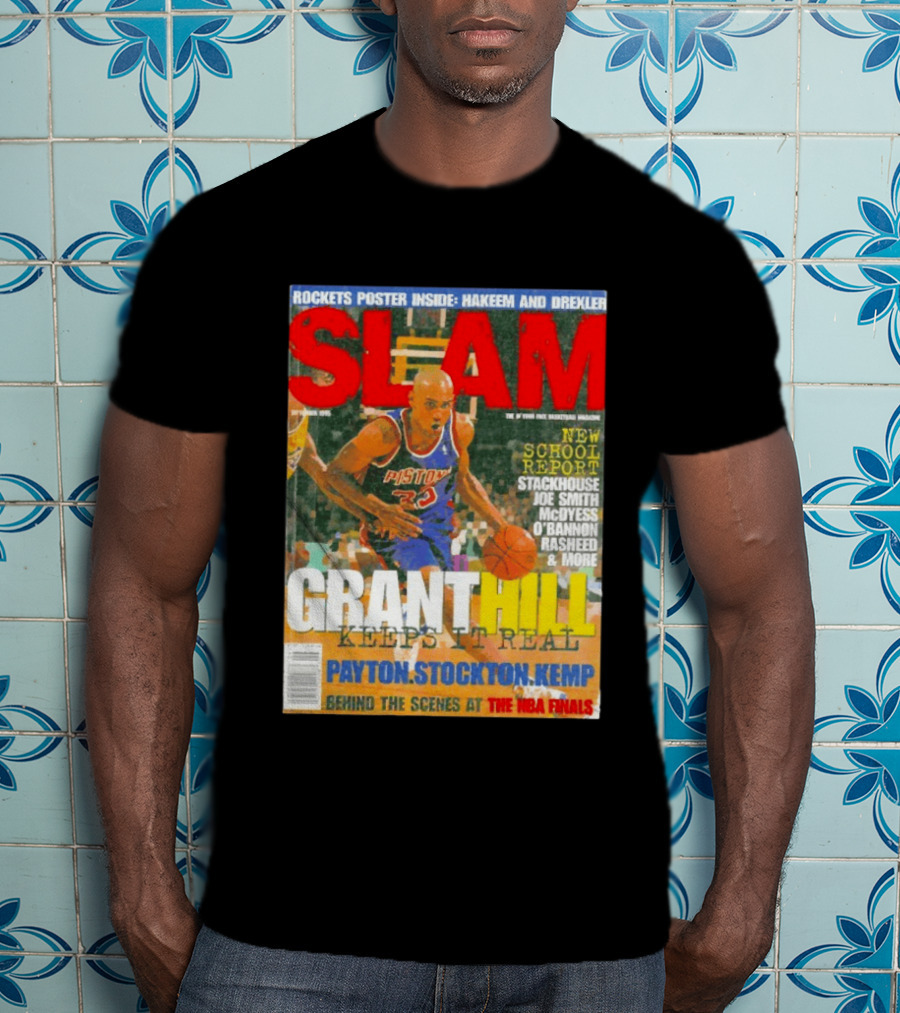 SLAM Granthill Keeps It Real Payton Stockton Kemp Pistons Basketball NBA Finals Hakeem Drexler T-Shirt