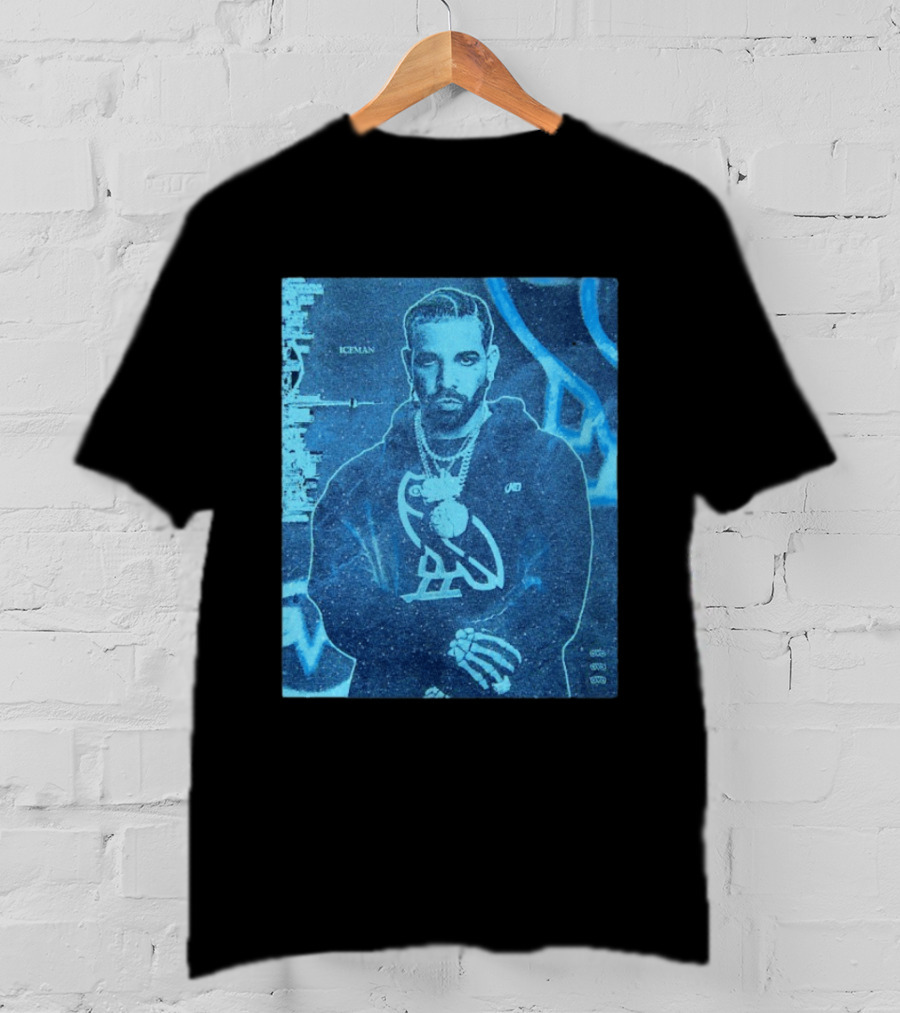 ICEMAN Owl Graphic Drake Blue Portrait With City Skyline T-Shirt