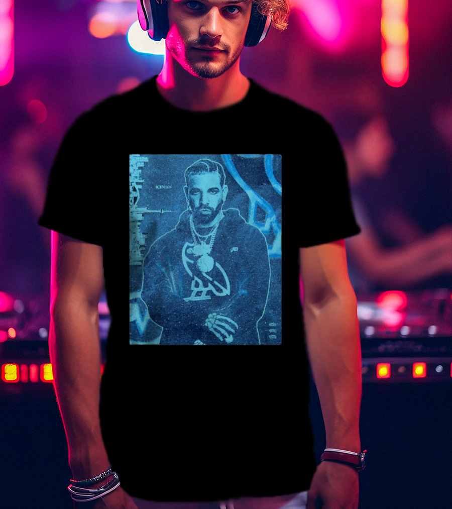 ICEMAN Owl Graphic Drake Blue Portrait With City Skyline T-Shirt