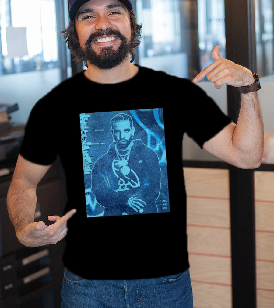 ICEMAN Owl Graphic Drake Blue Portrait With City Skyline T-Shirt