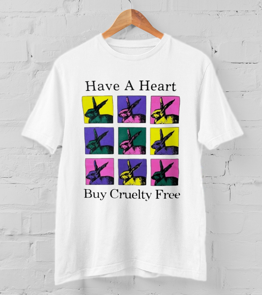 Have A Heart Buy Cruelty Free Rabbits Pop Art Style Iconic Colorful Blocks T-Shirt