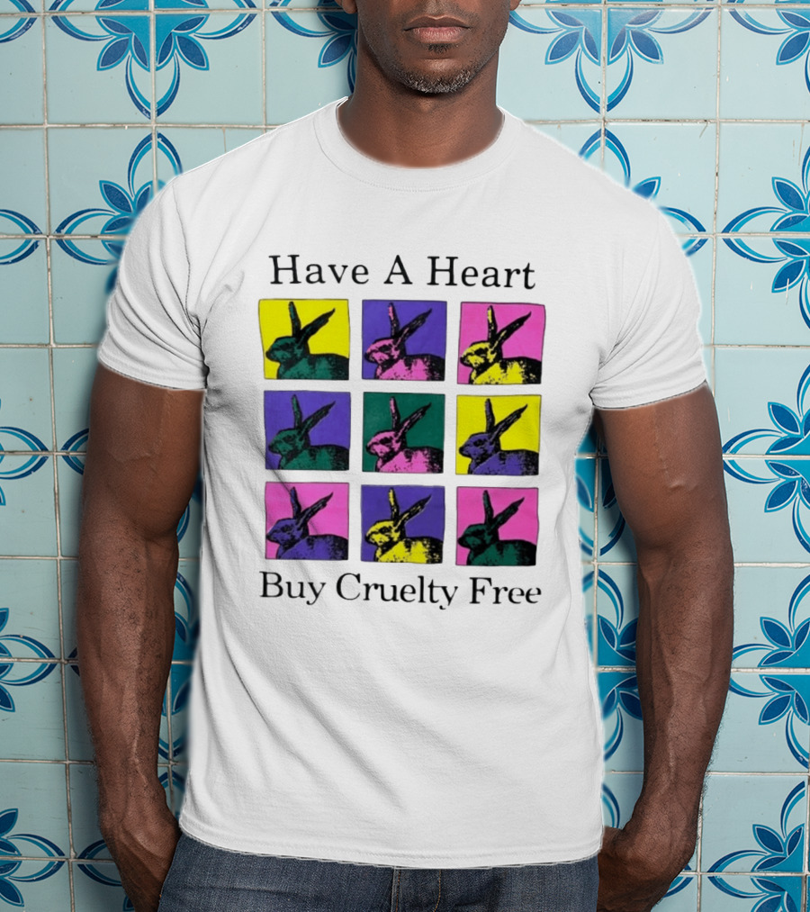 Have A Heart Buy Cruelty Free Rabbits Pop Art Style Iconic Colorful Blocks T-Shirt