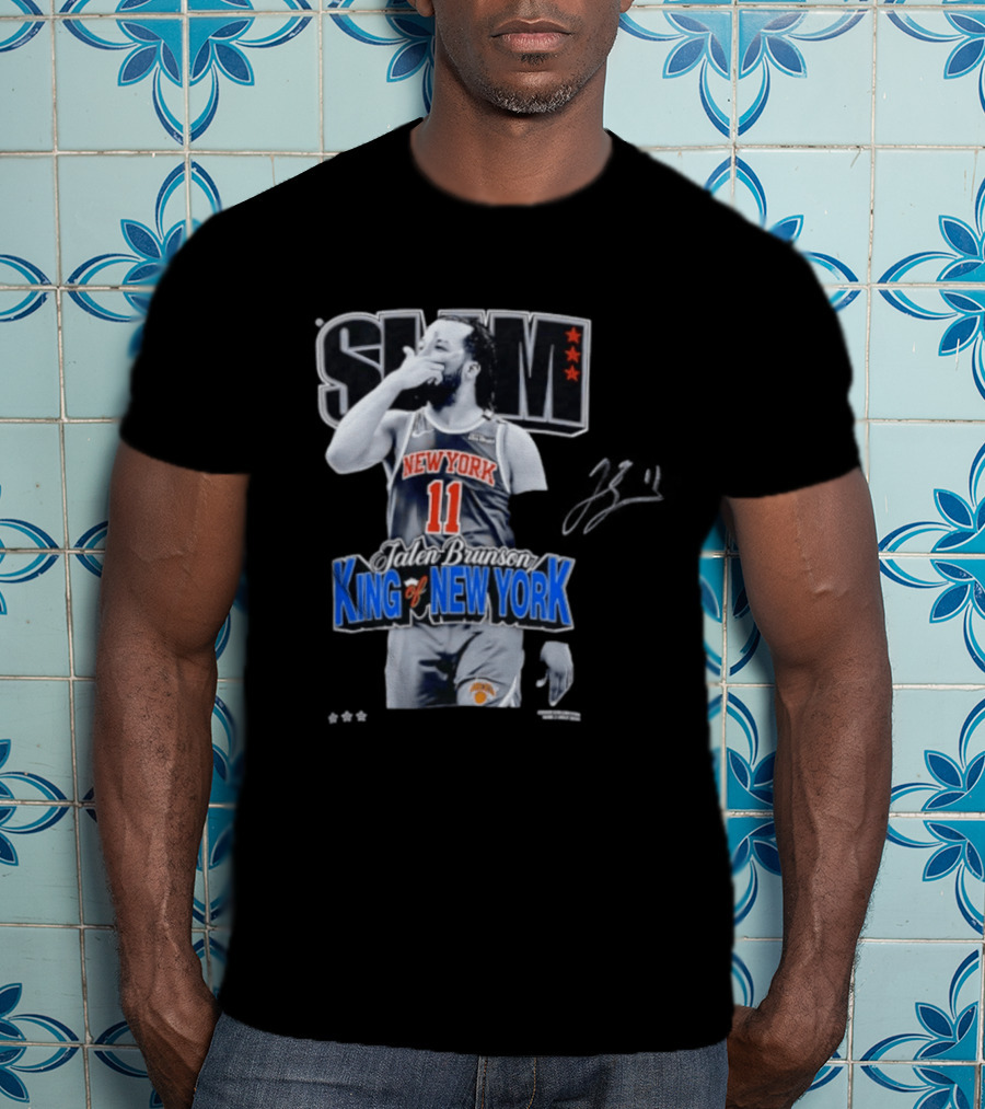 Slam Jalen Brunson King Of New York Knicks 11 Autographed Cover T-Shirt