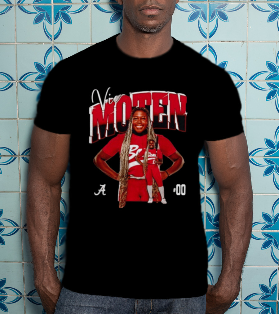 Vic Moten 00 Alabama Crimson Tide Softball Red Uniform Player Pose T-Shirt