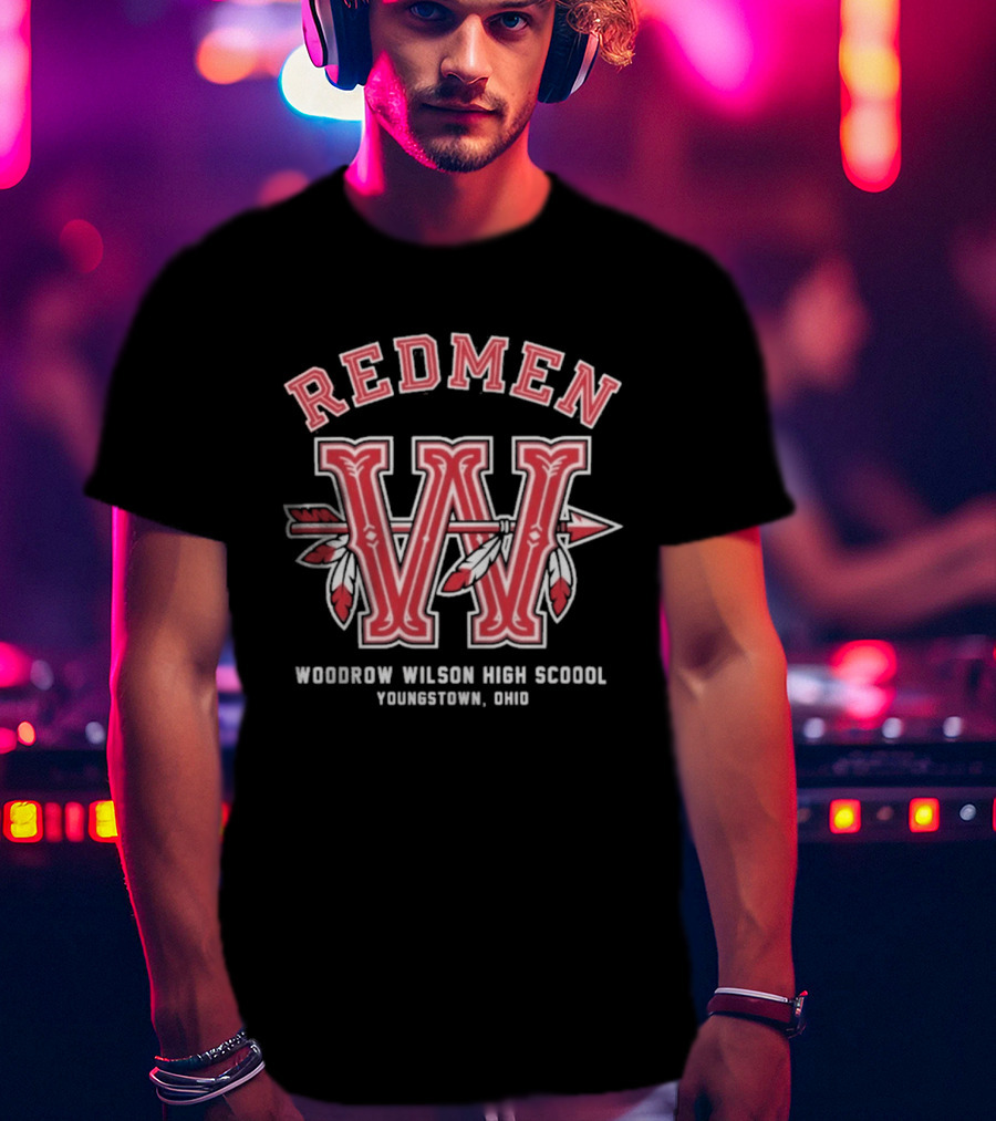 Redmen Woodrow Wilson High School Youngstown Ohio W Arrow Feathers T-Shirt