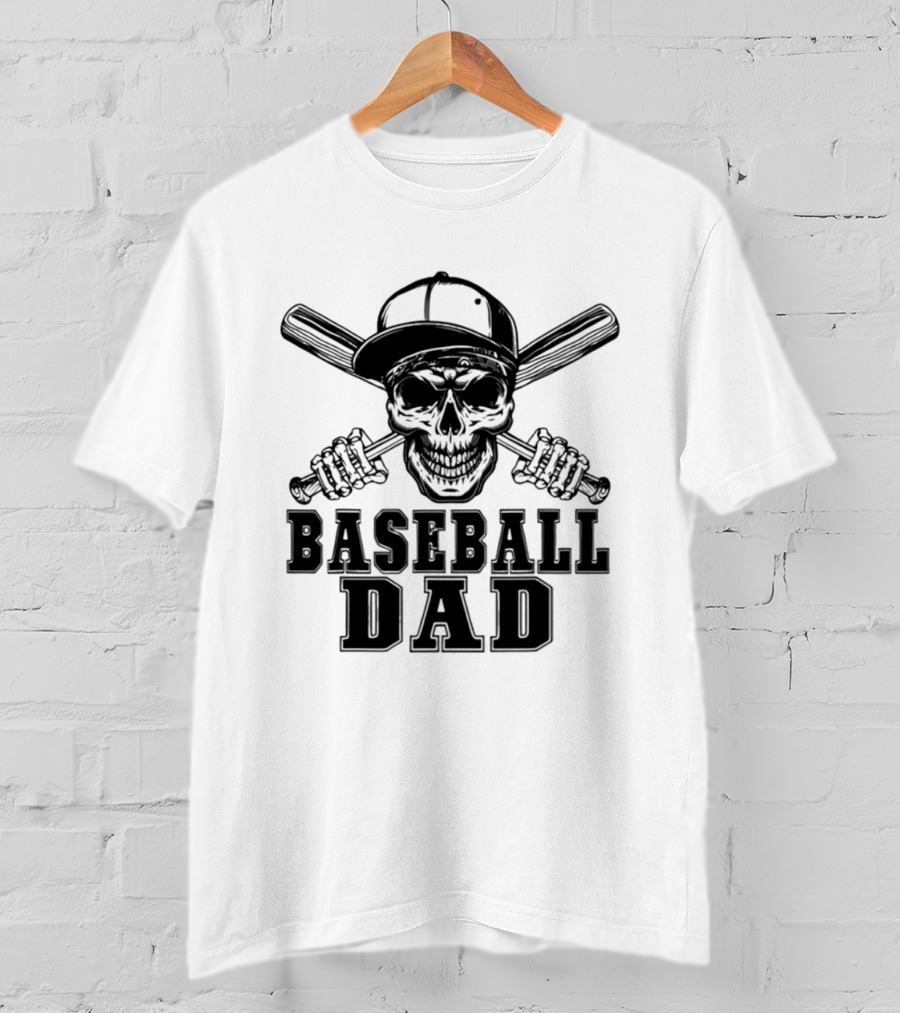 Baseball Dad Skull With Cap And Bats T-Shirt