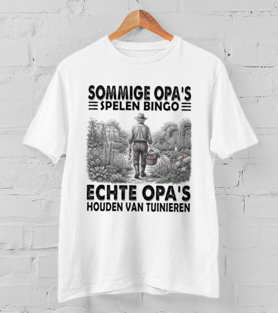 Sommige Opa's Spelen Bingo Echte Opa's Houden Van Tuinieren Tuinman Silhouet Achtergrond T-Shirt