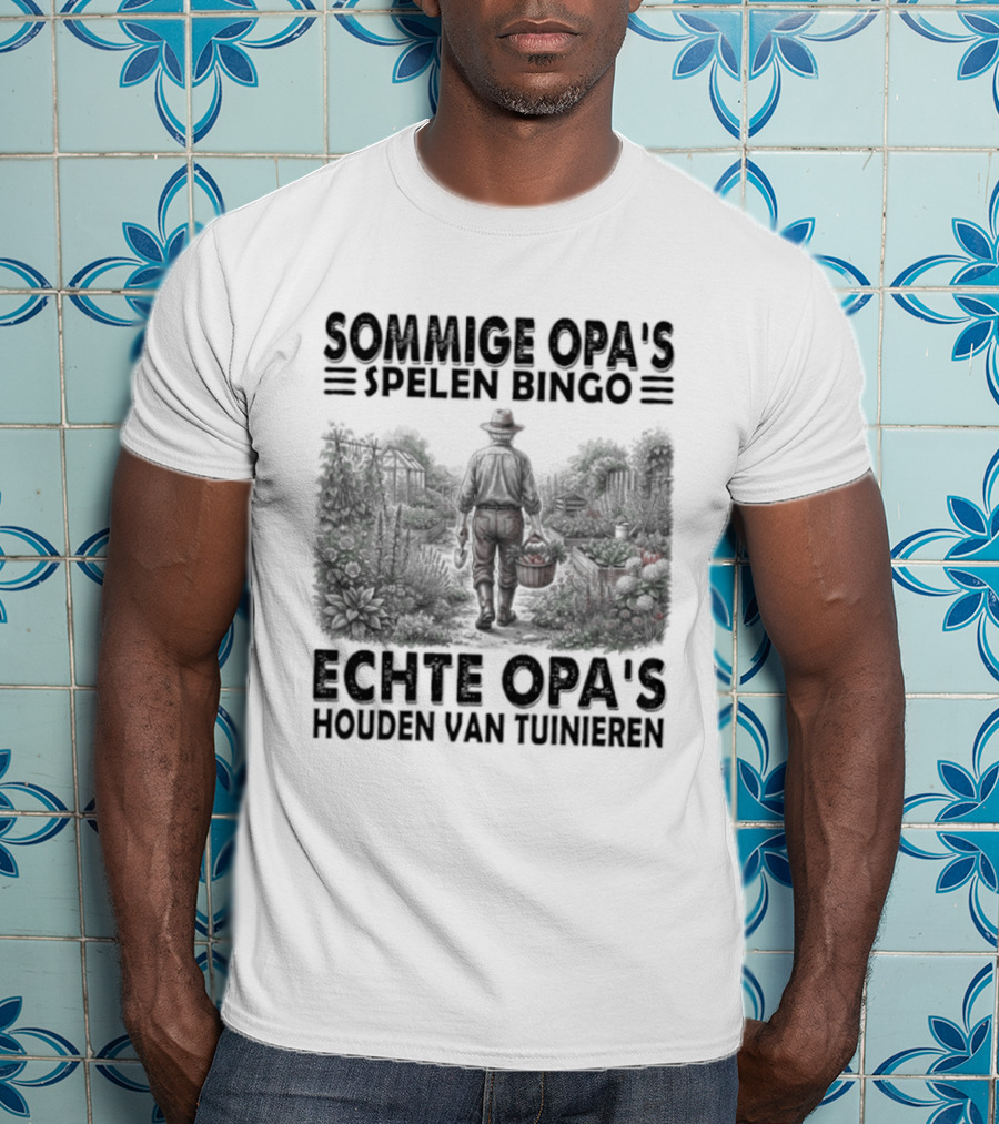 Sommige Opa's Spelen Bingo Echte Opa's Houden Van Tuinieren Tuinman Silhouet Achtergrond T-Shirt